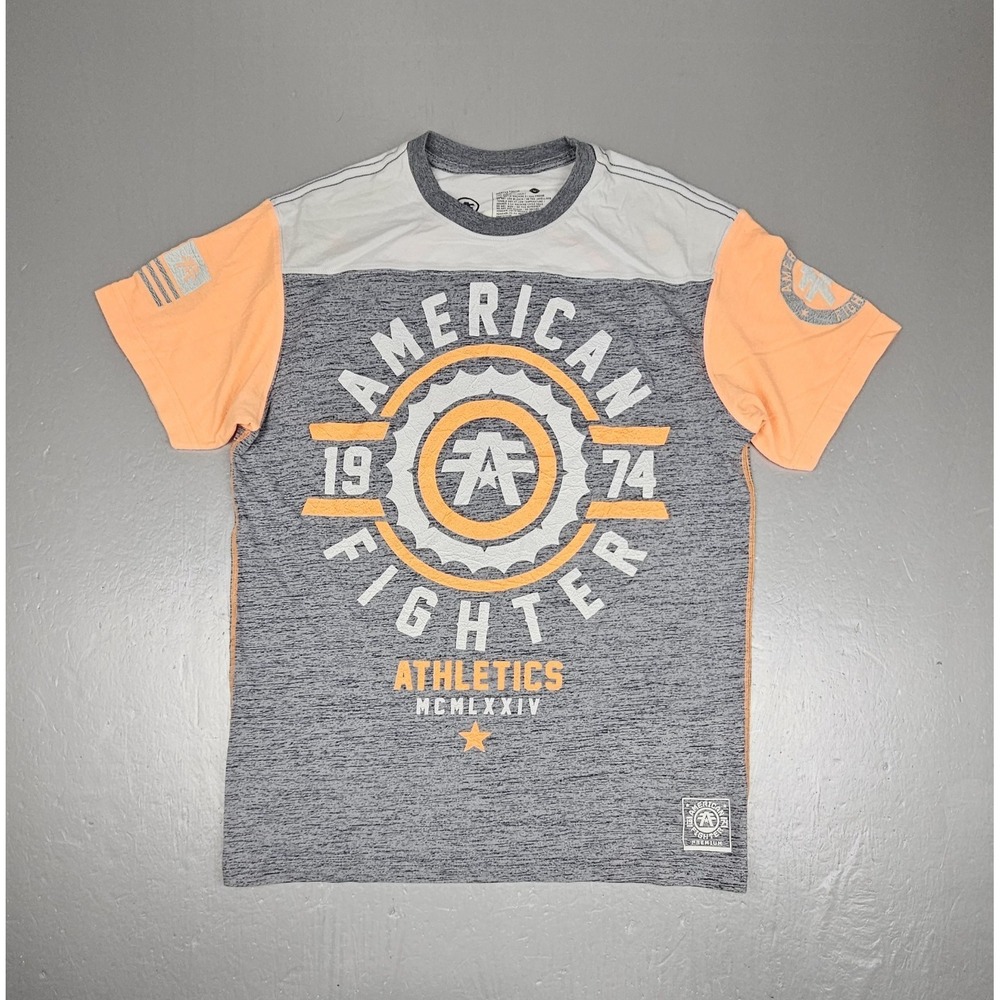 American Fighter MMA‎ T-Shirt Mens Lrg Buckle Exclusive Gray Peach Short Sleeve
